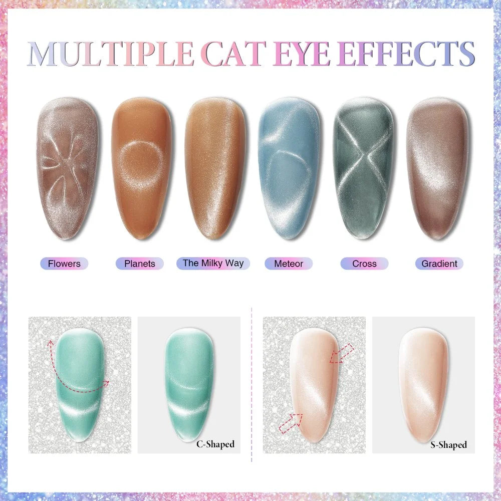 Multiple cat eye effects for nails