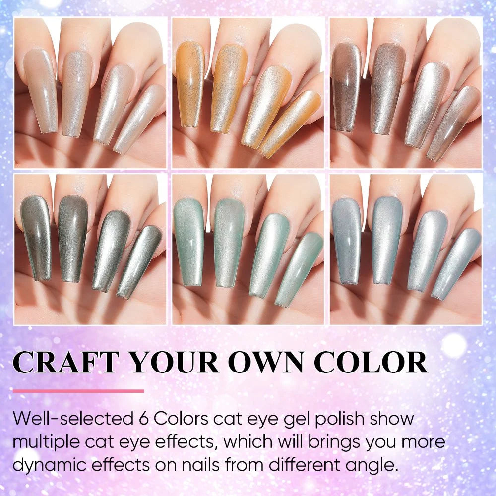 warm 6 color cat eye gel polish for nails