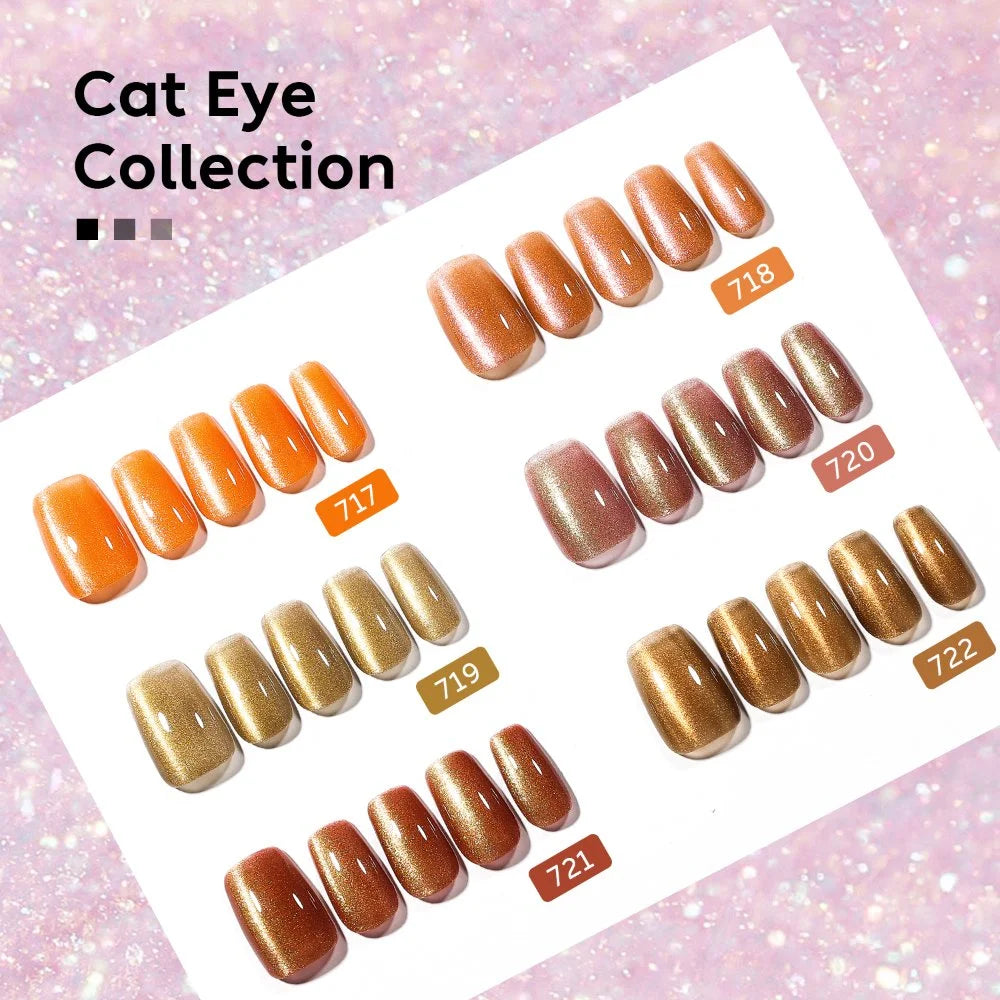 AIMEILI Cat Eye Gel Nail Polish –6 Colors, 10ml | Warm caramel & amber Colors | SET6-67