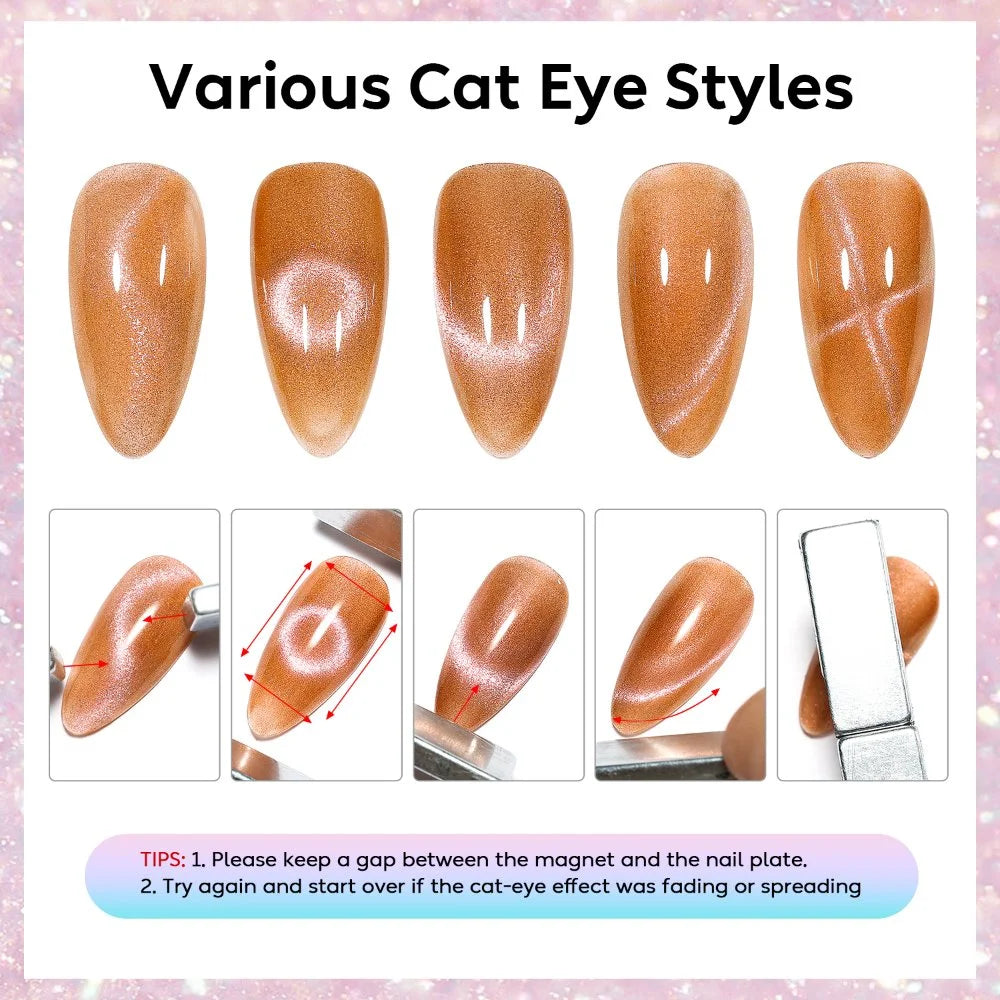 AIMEILI Cat Eye Gel Nail Polish –6 Colors, 10ml | Warm caramel & amber Colors | SET6-67