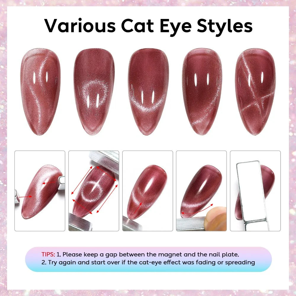 AIMEILI Cat Eye Gel Nail Polish – 6 Colors,10ml| Deep Red Brown Magnetic | SET6-69
