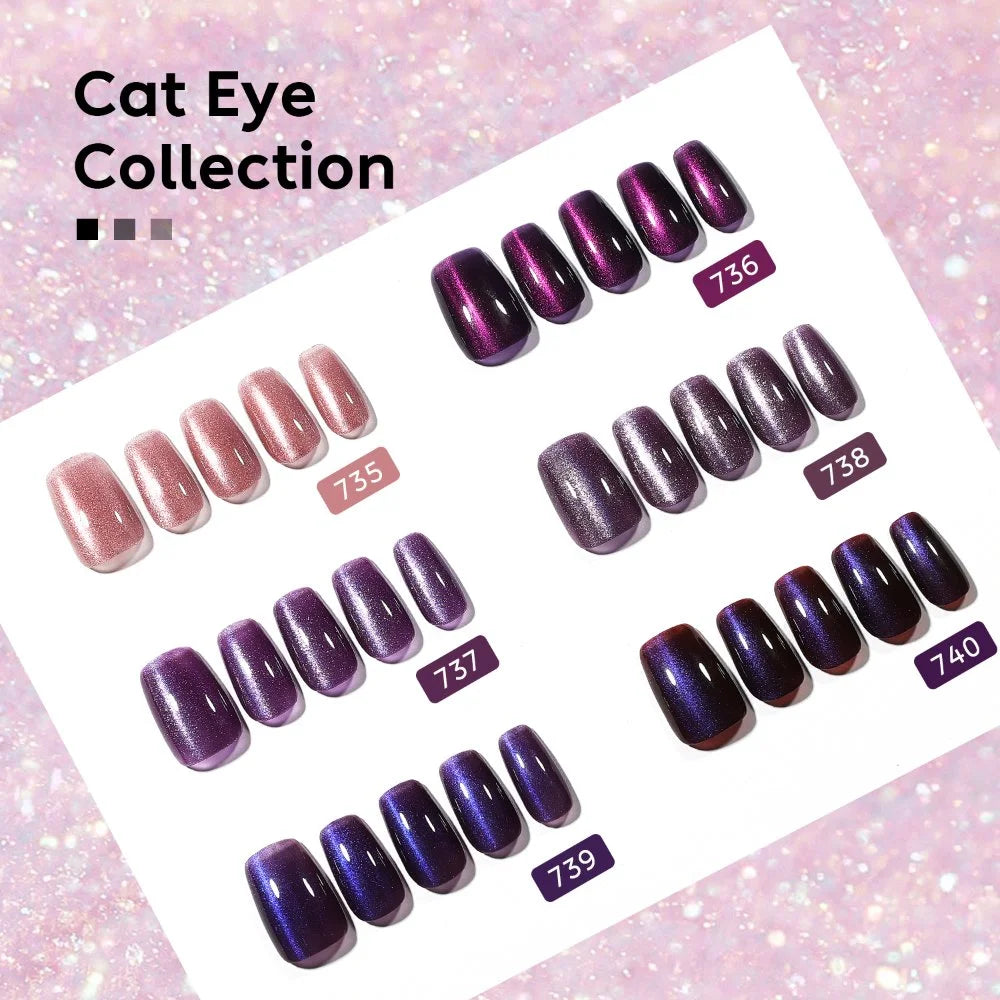 AIMEILI Cat Eye Gel Nail Polish –6 Colors, 10ml| Purple Plum Magnetic | SET6-70