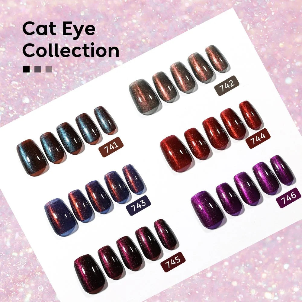 AIMEILI Cat Eye Gel Nail Polish –6 Colors, 10ml | Jewel Tone Magnetic| SET6-71