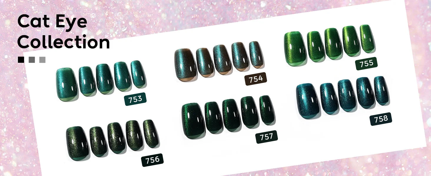 Winter green cat eye gel for nails