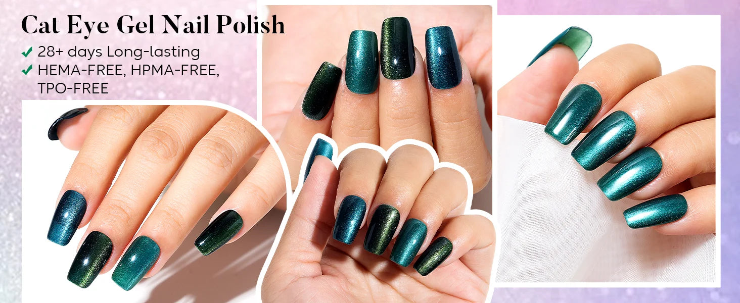 28+ days long lasting cat eye gel nails