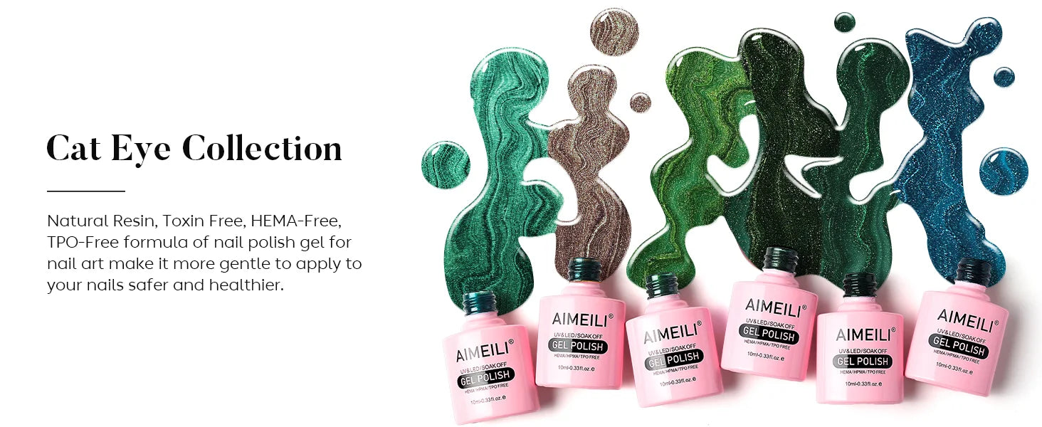 HEMA FREE green cat eye collection for nails