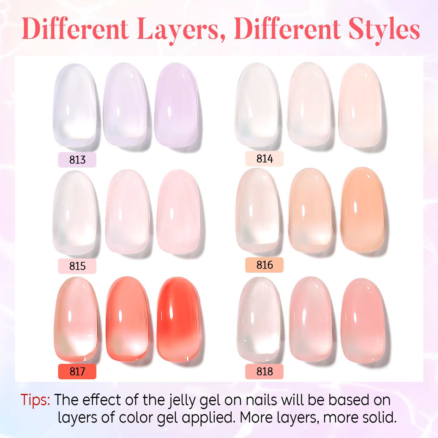 AIMEILI Builder Nail Gel – 6 Colors, 5ml | Strengthen Nails | SET6-88_5ML