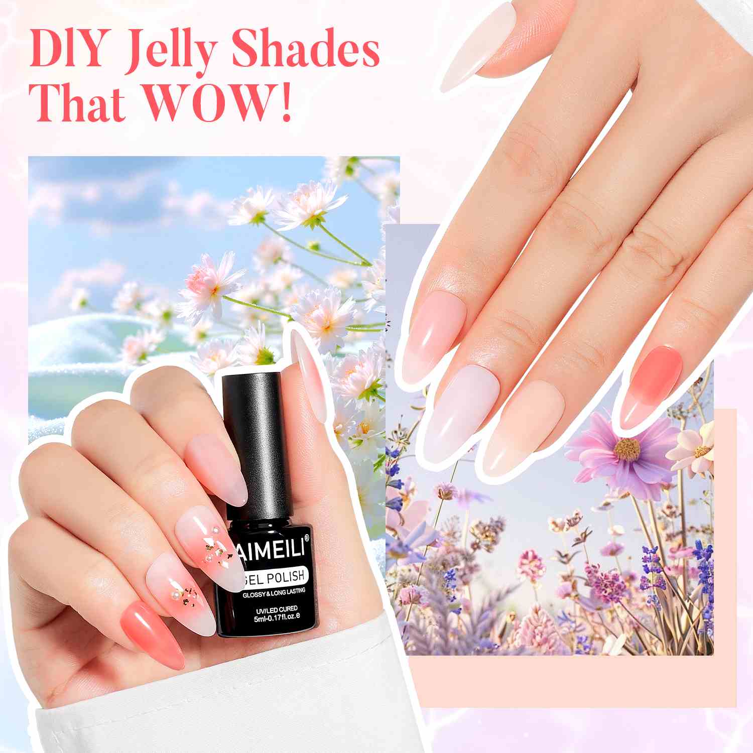 AIMEILI Builder Nail Gel – 6 Colors, 5ml | Strengthen Nails | SET6-88_5ML