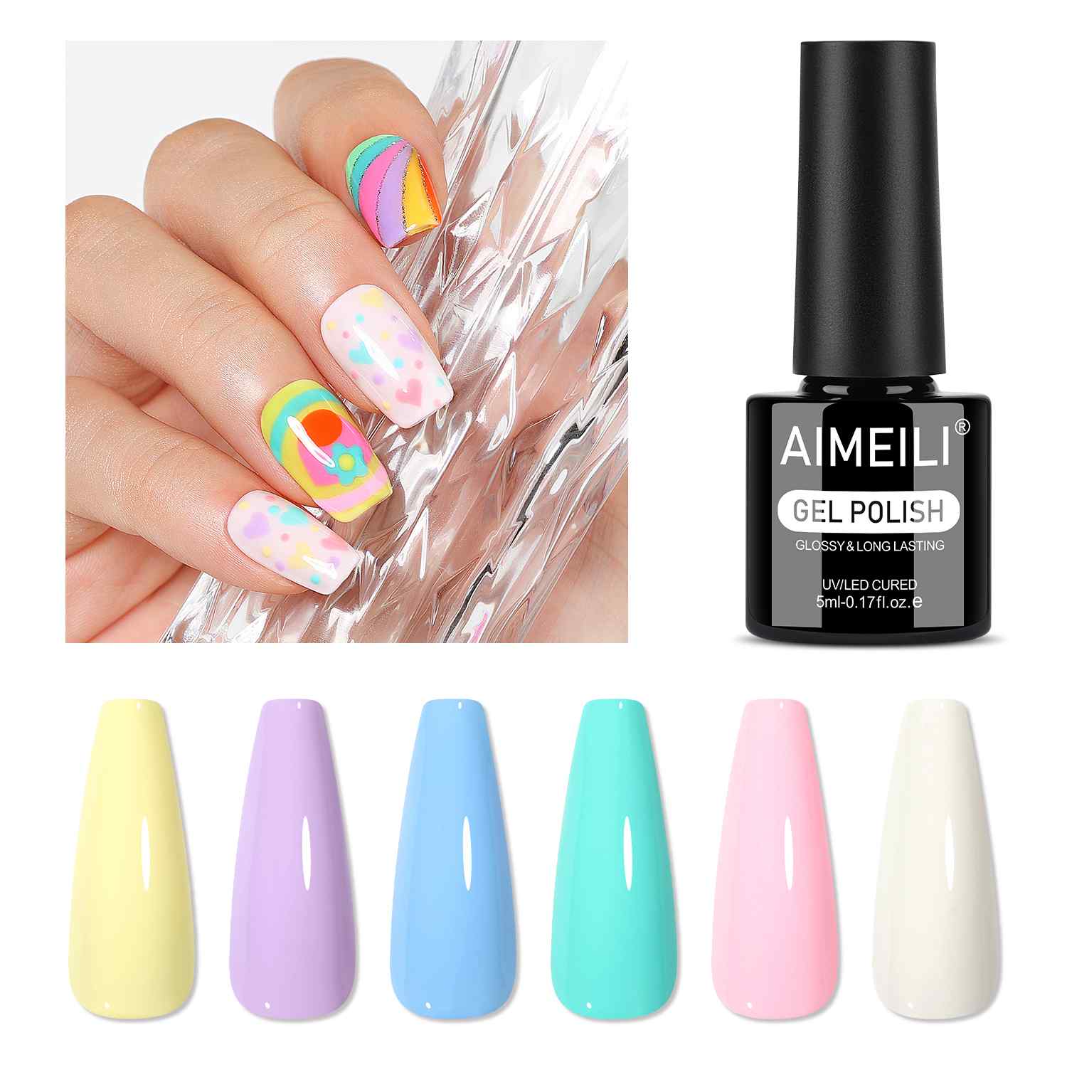 AIMEILI Pastel Gel Nail Polish Set 6pcs – HEMA Free Vegan | SET6-90_5ML
