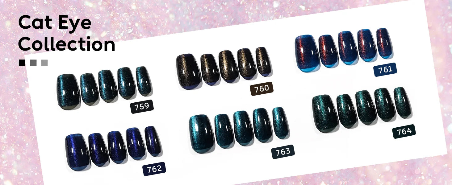 Deep colors cat eye gel polish colors
