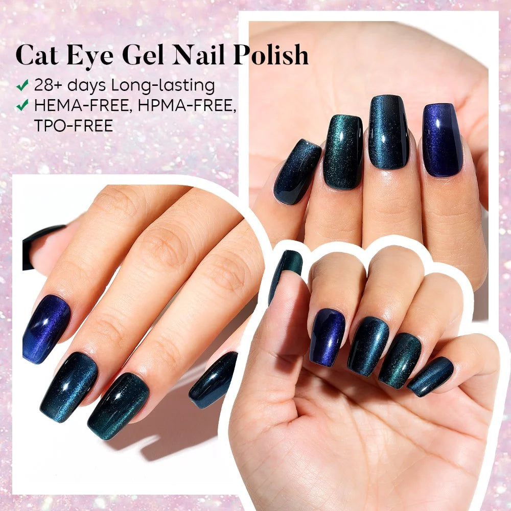 28+days Long lasting cat eye gel polish nails