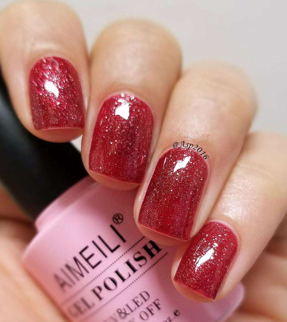 red glitter nail polish