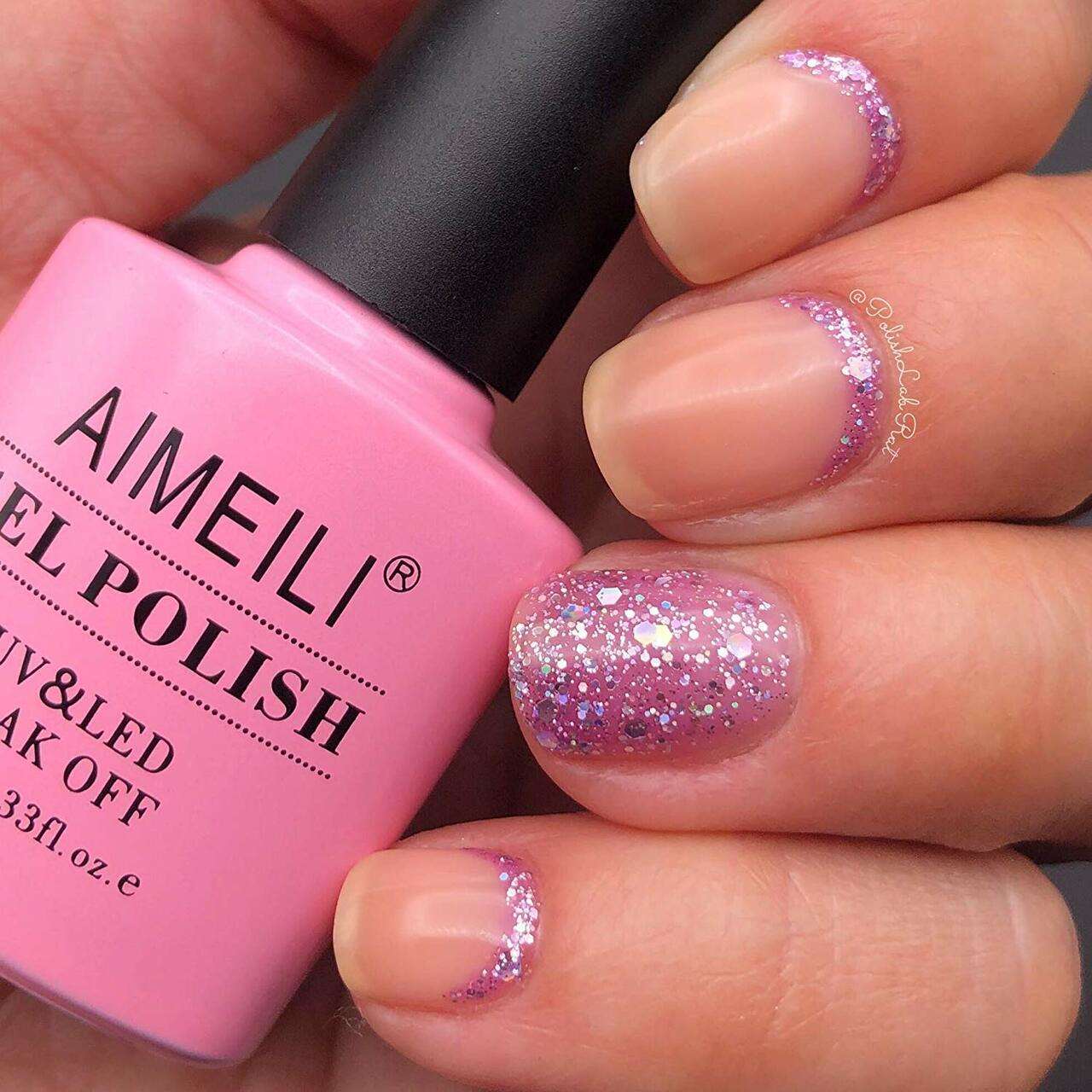 glitter purple nails