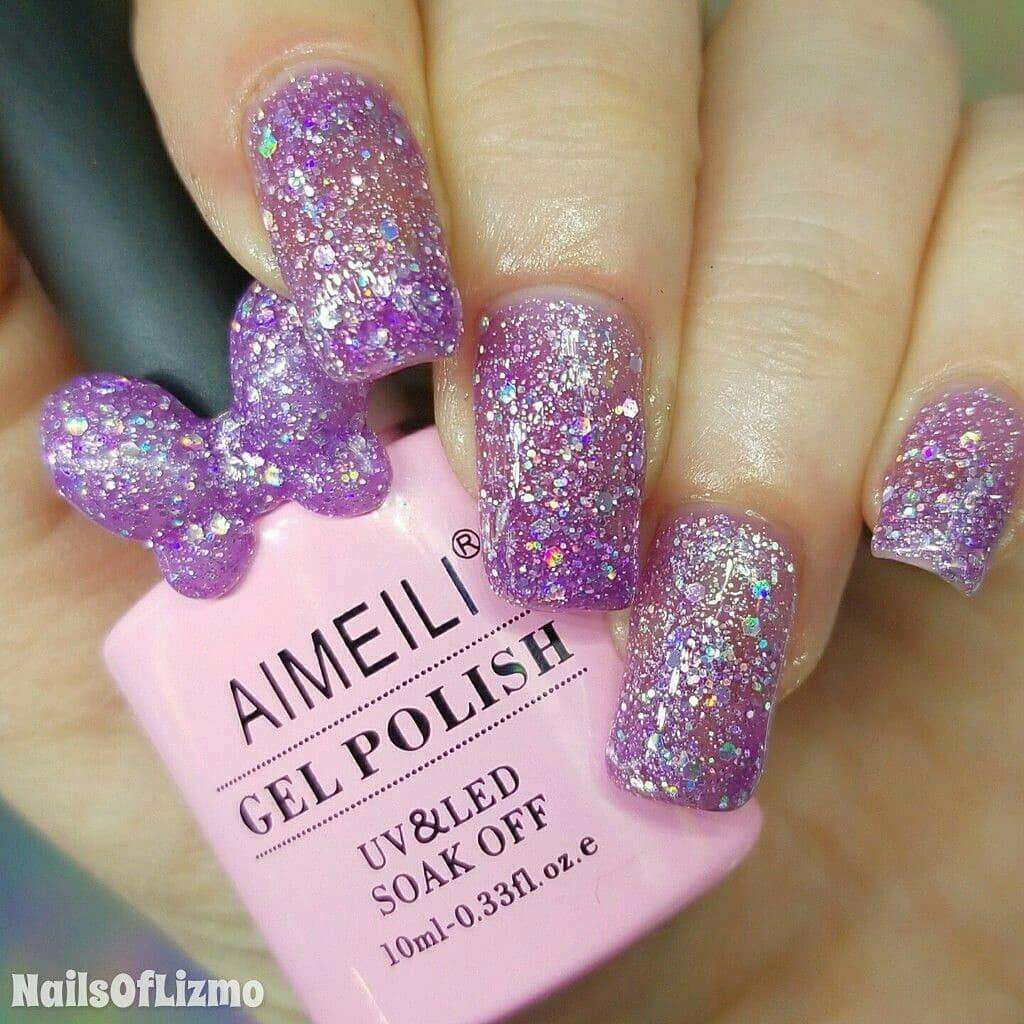 glitter purple nail designs