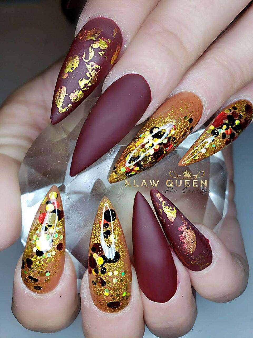 dark red nail designs