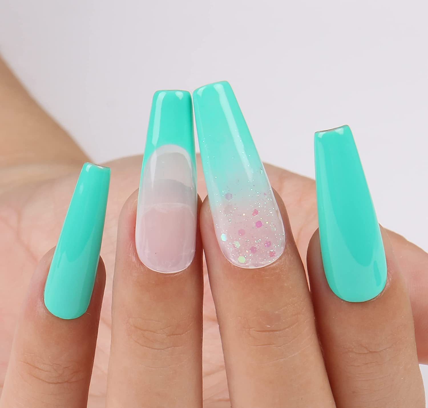 blue and green nail designs