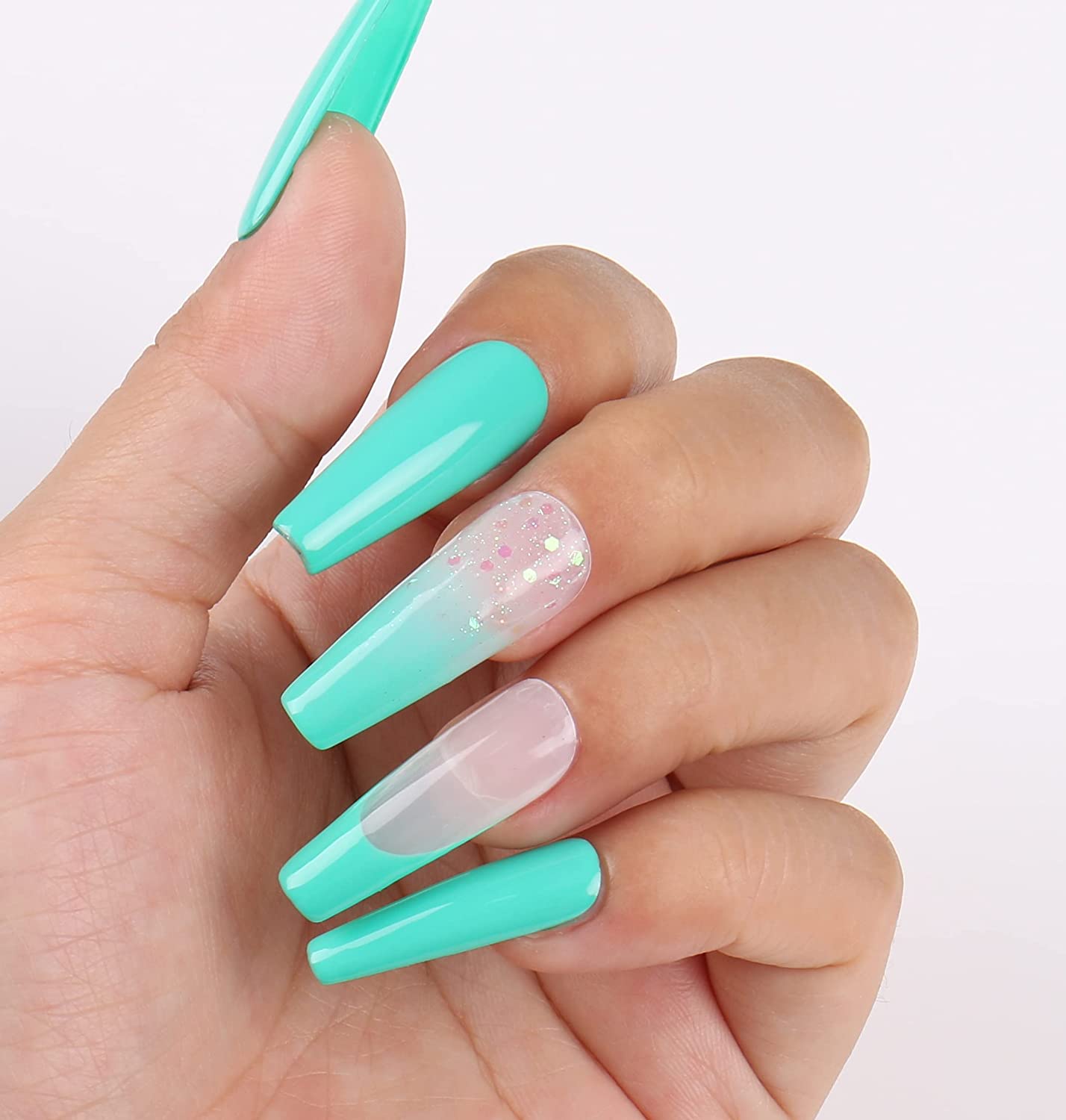 blue green nails