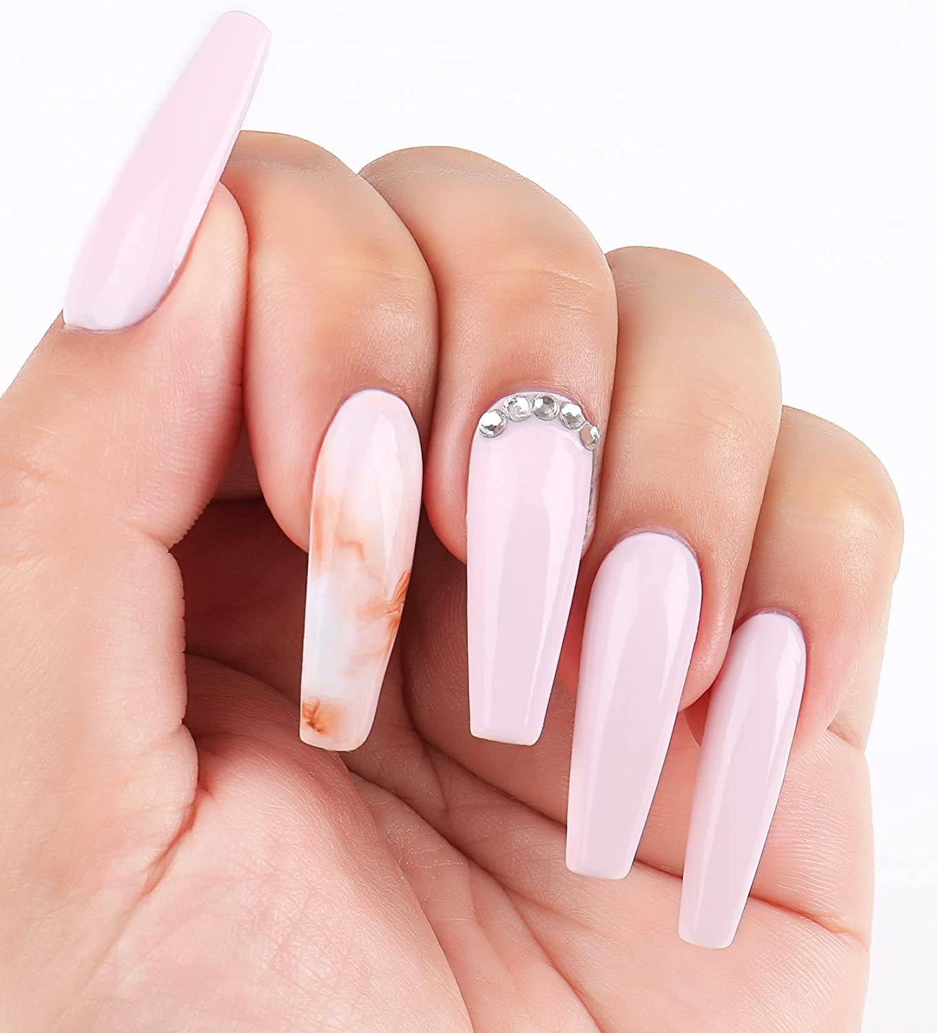 light pink coffin nails