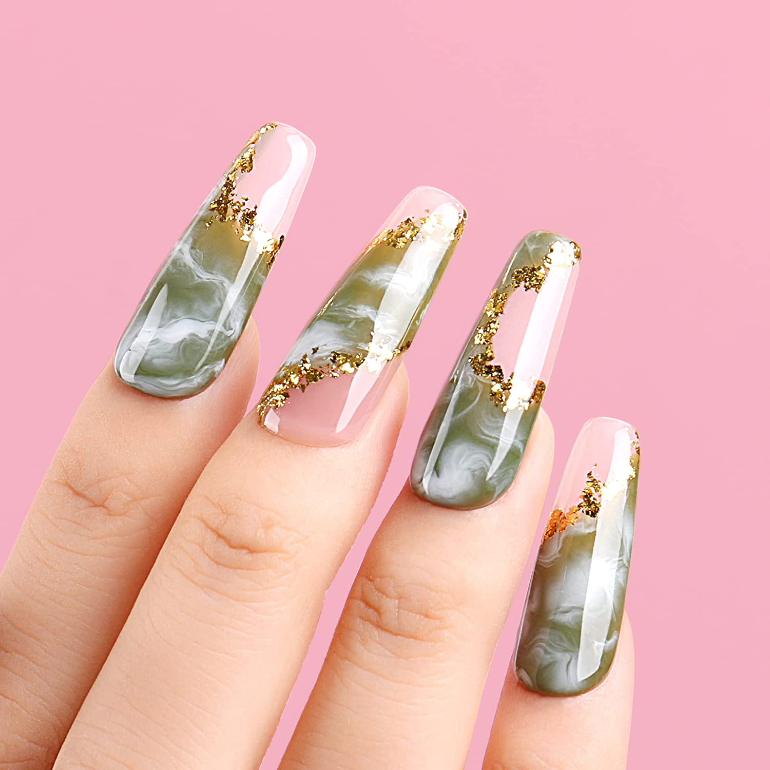 olive green nails