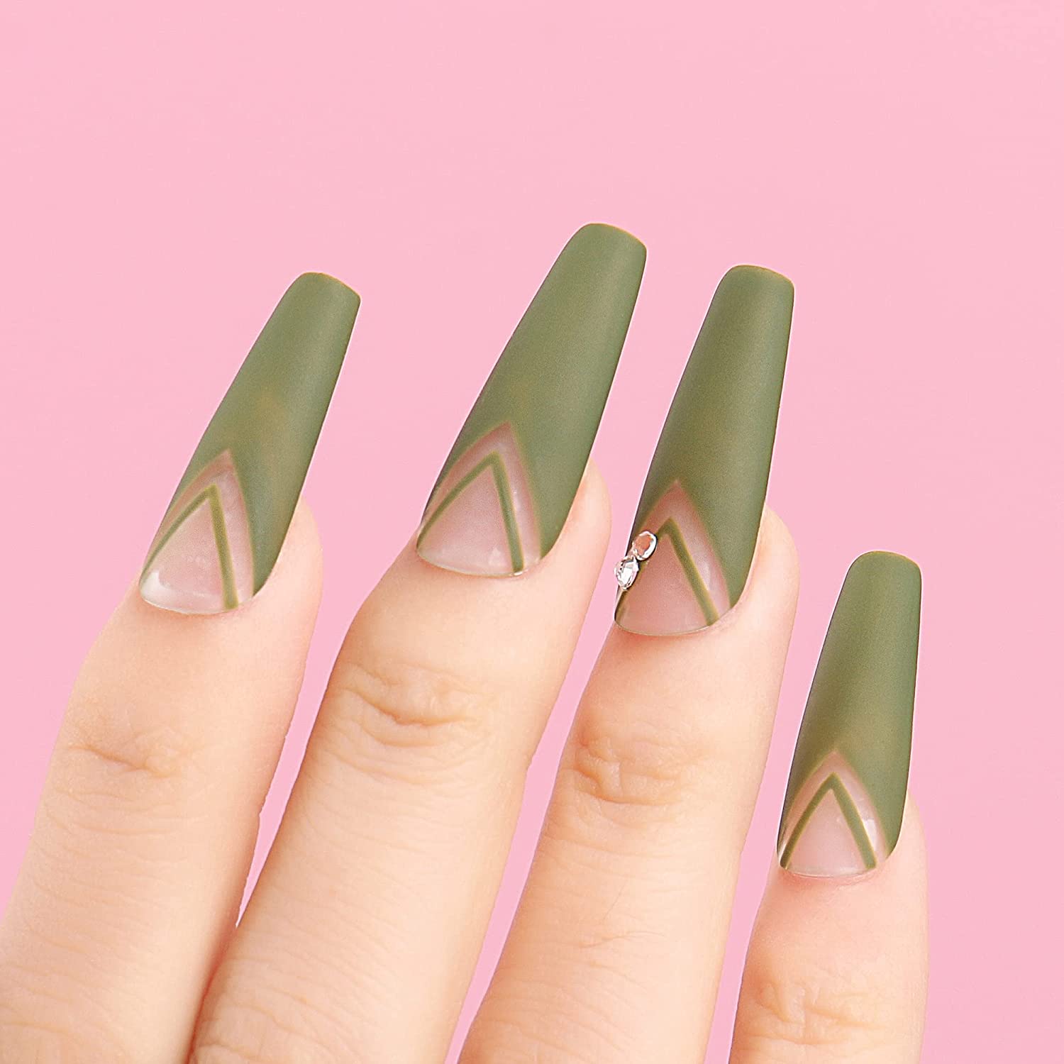 olive green french tip nails