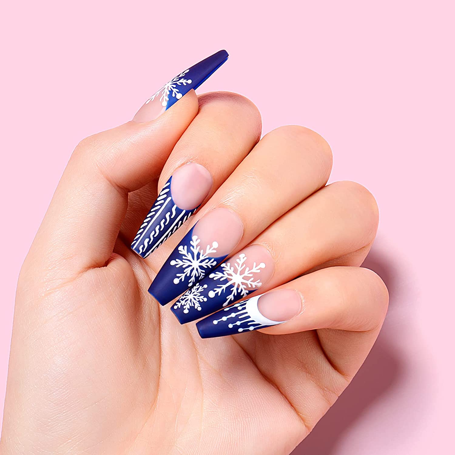 navy blue french tip nails