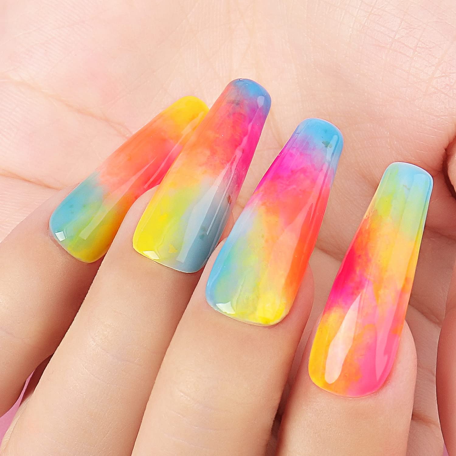 yellow design nails