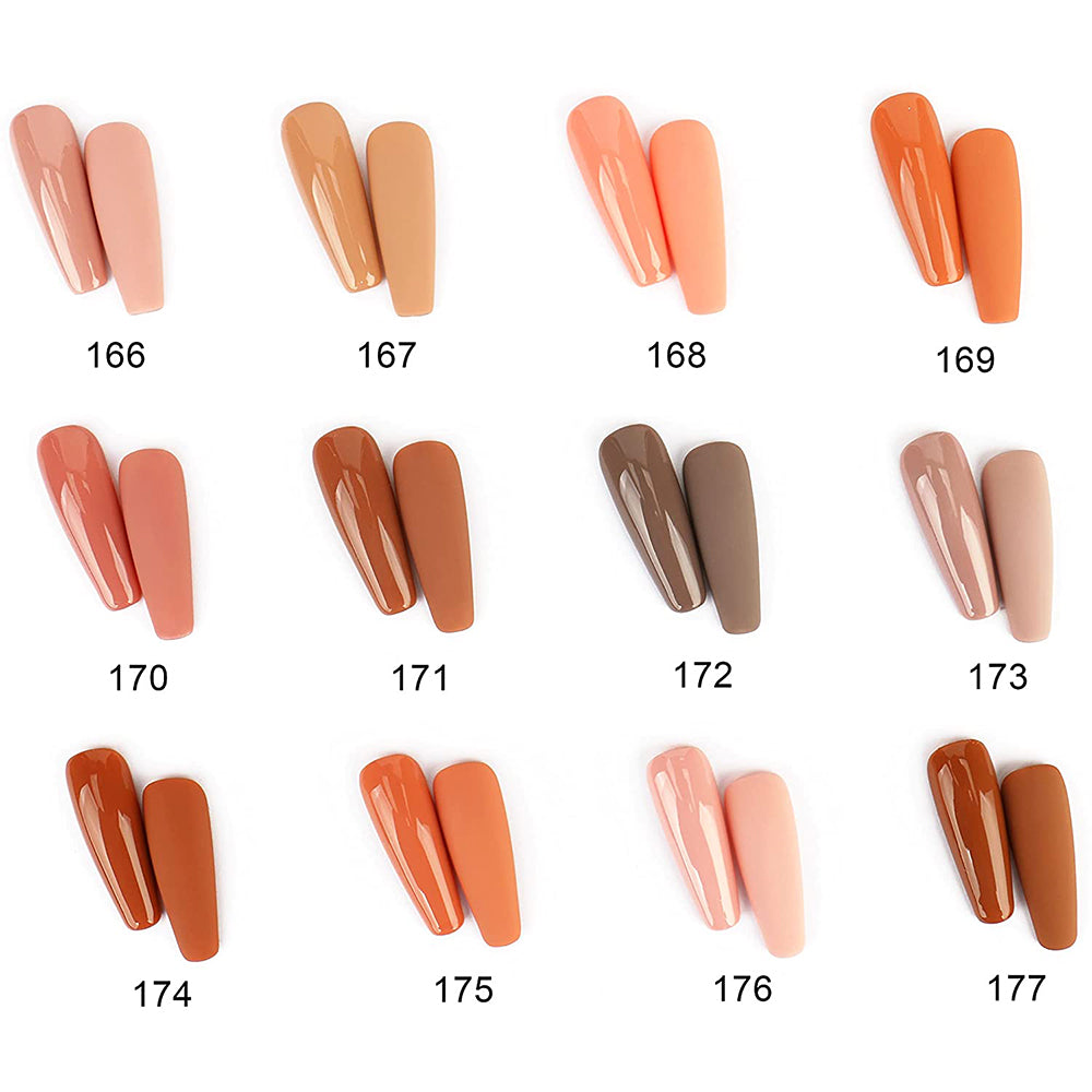 AIMEILI Nude Brown & Burnt Orange Gel Nail Polish Set (12 Colors)