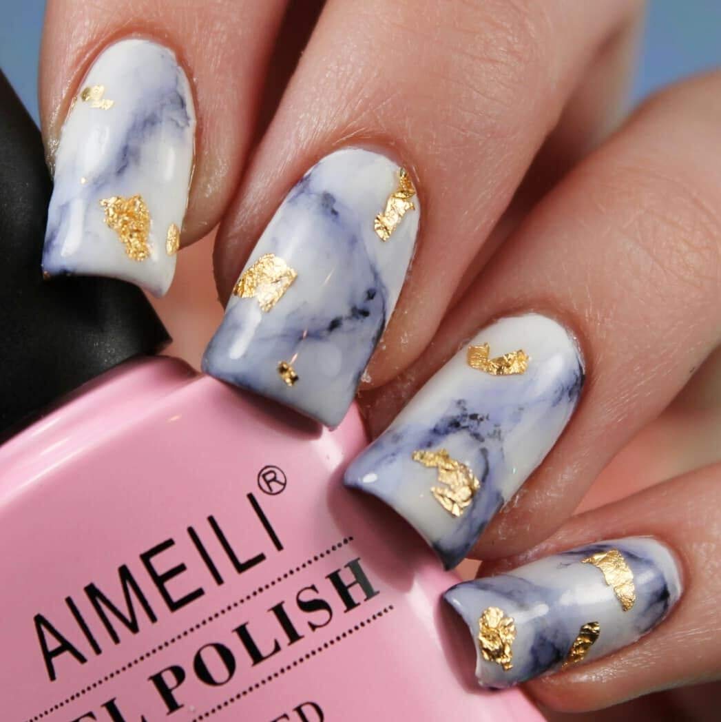 black and white nail art
