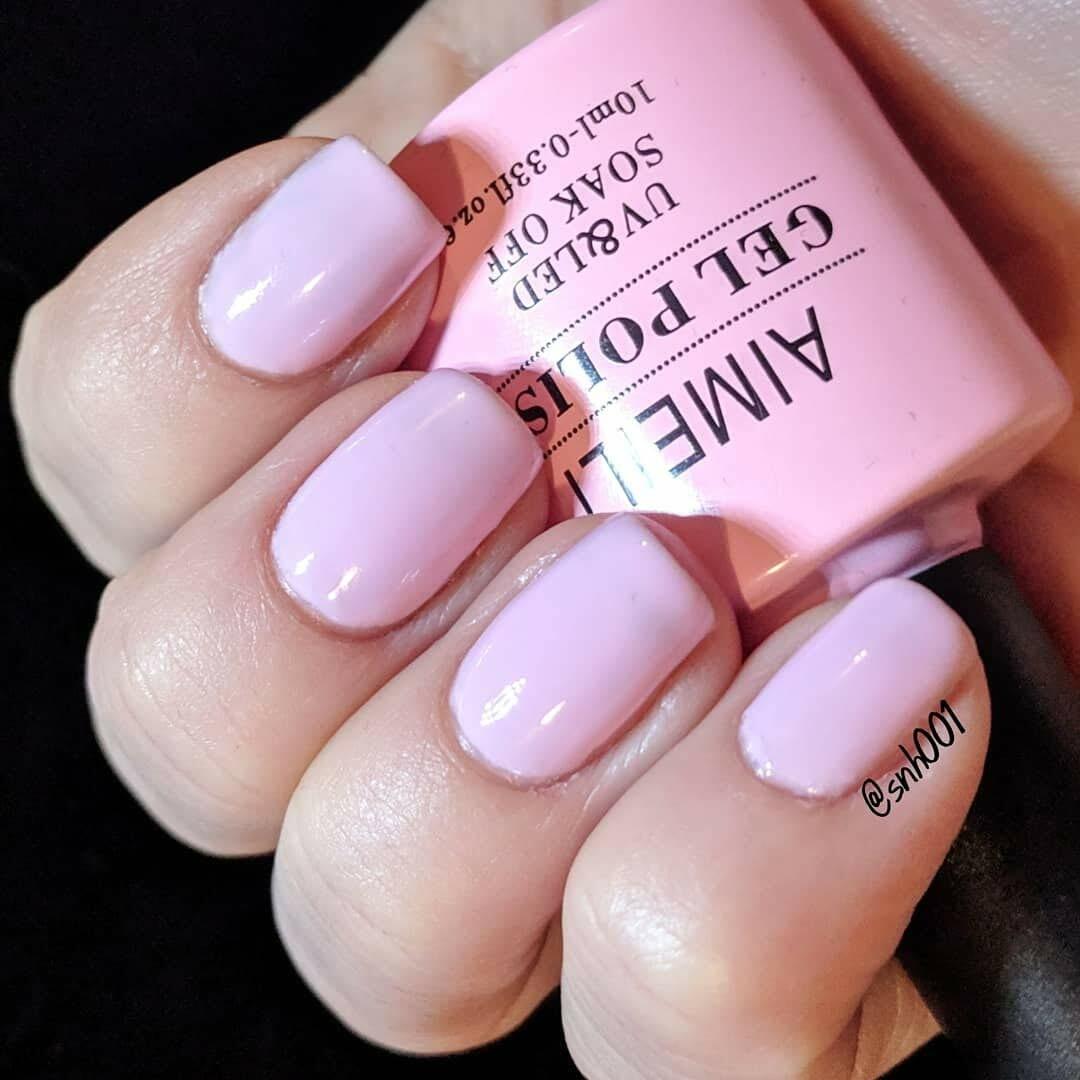 baby pink glitter nails