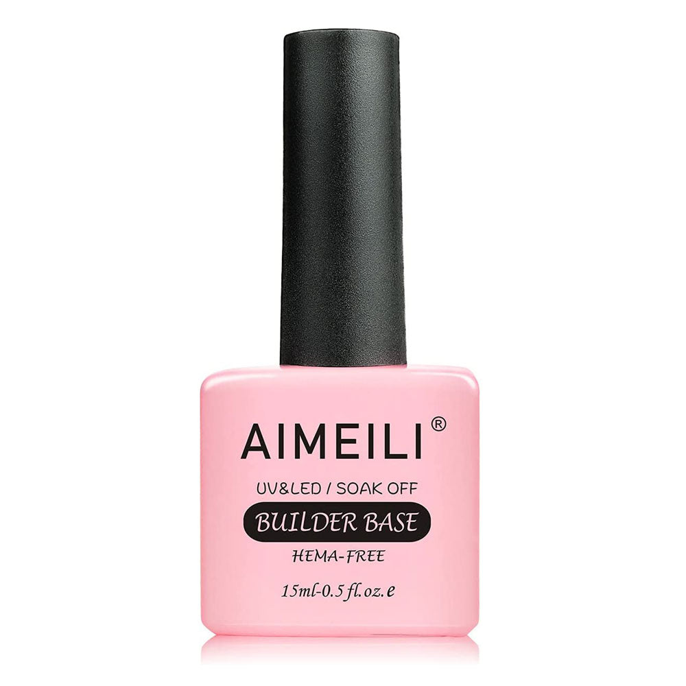 AIMEILI Rubber Base Gel For Nails, Soak Off U V LED Hema Free Clear Sheer  Gel Nail