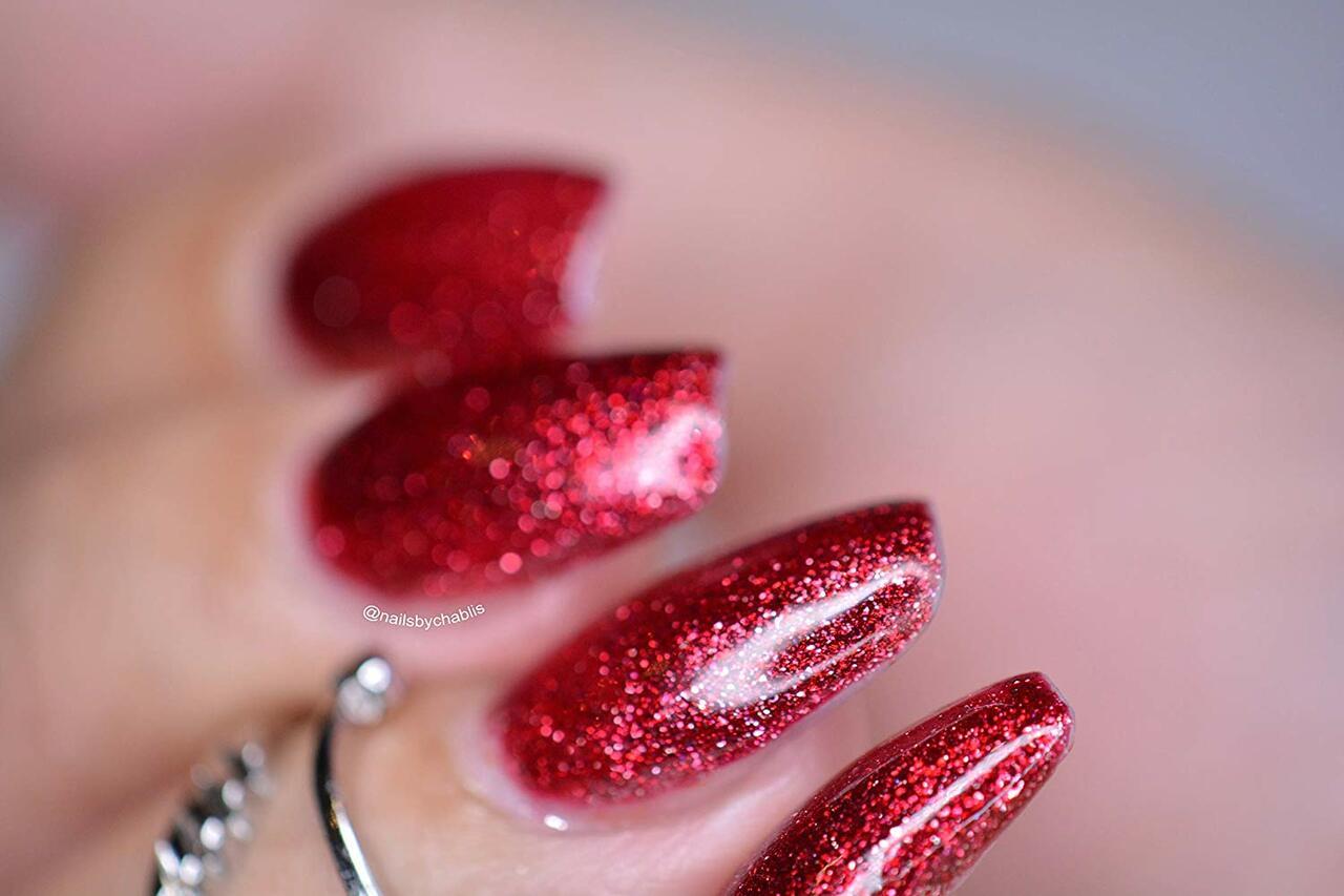 red glitter gel nail polish
