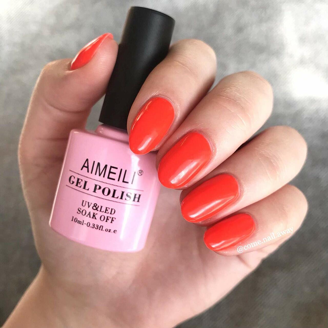 neon red orange nail polish
