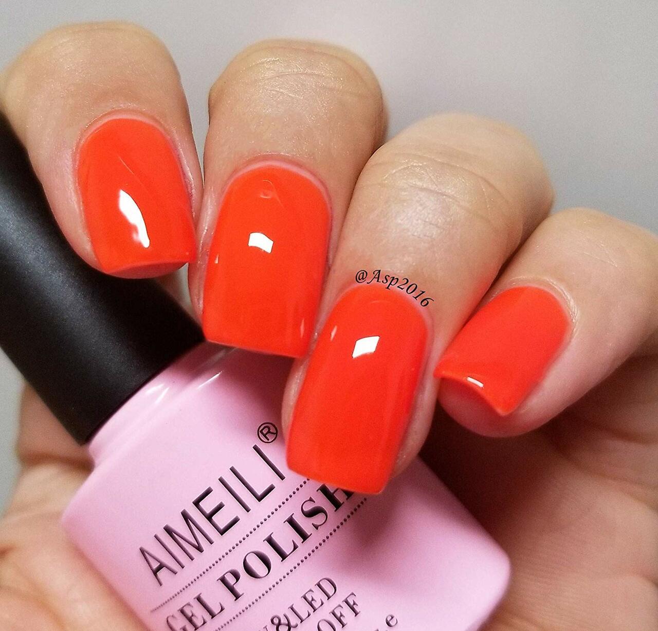 Aimeili Best Red Neon Burnt Orange Gel Polish for Happy Nail