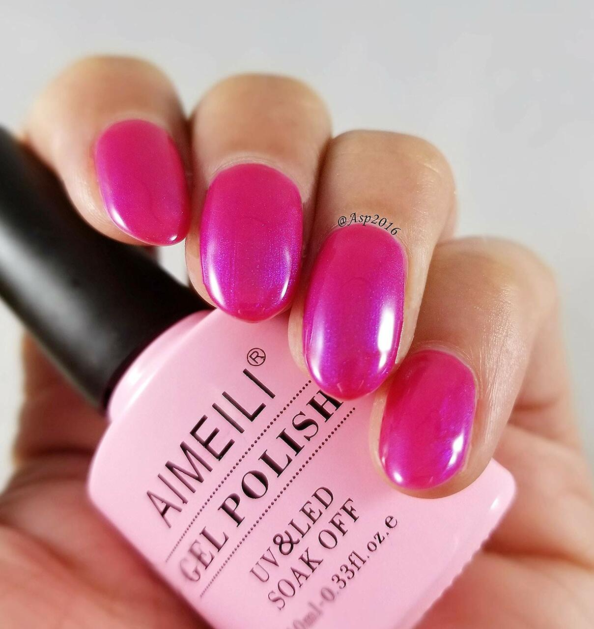 bright neon pink nail polish