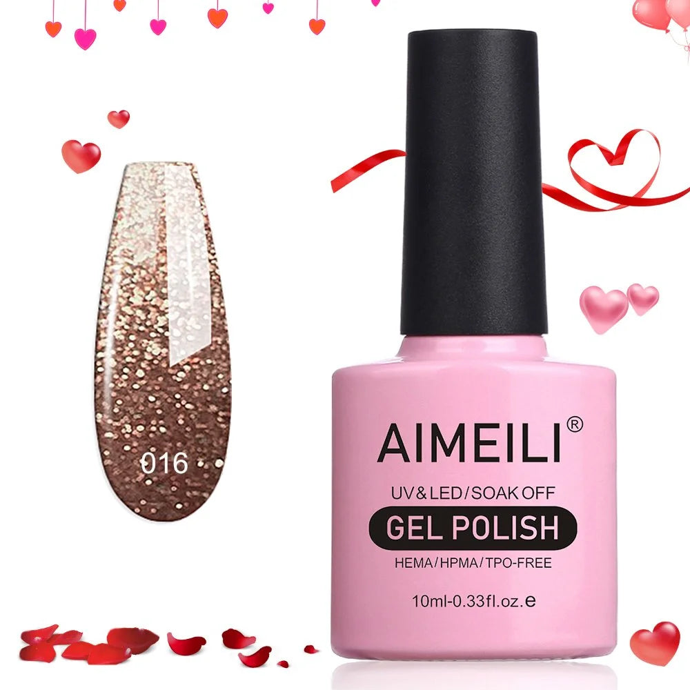 Glitter glold gel nail polish