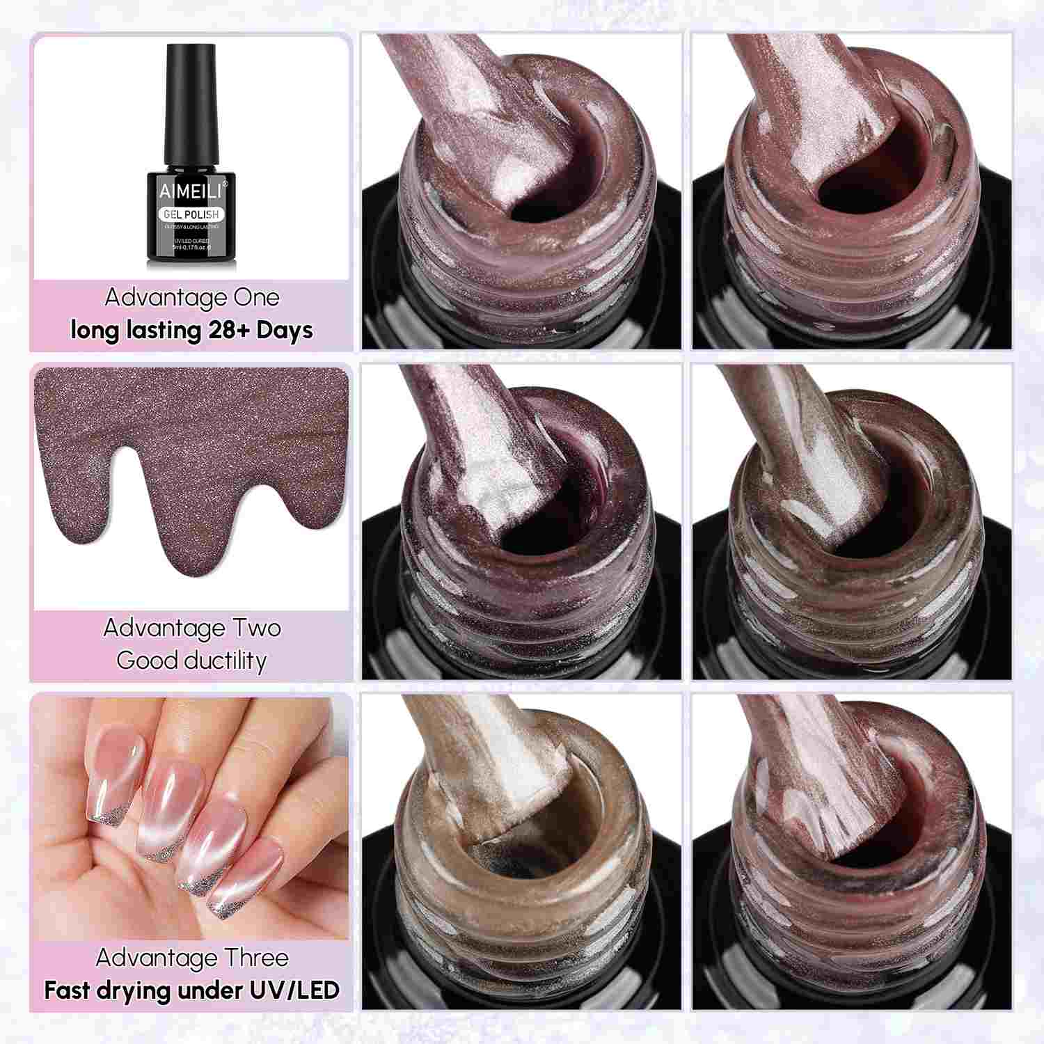 AIMEILI HEMA-Free Cat Eye Gel Polish Set 6pcs – Kit 104