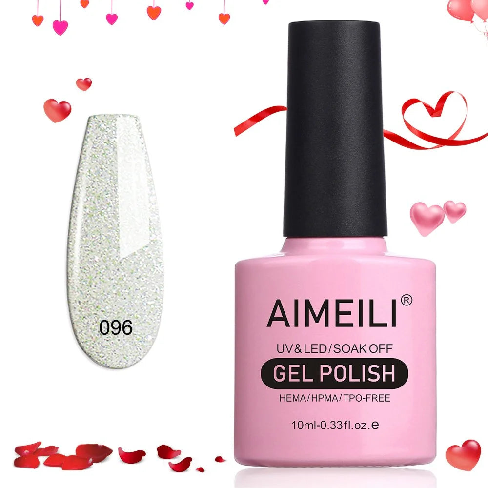 white glitter gel nail polish