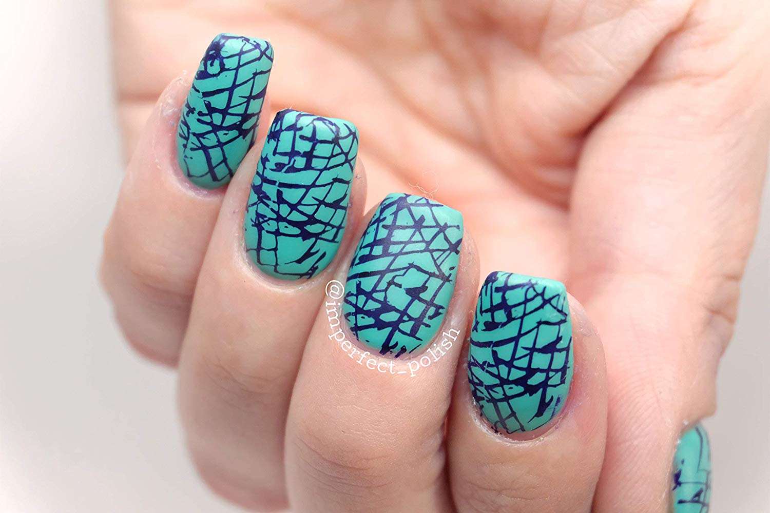 blue and green nails 