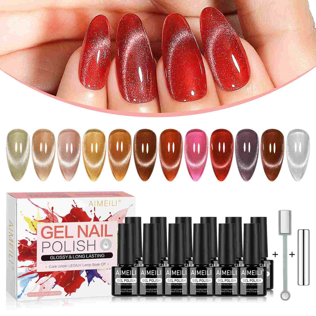 AIMEILI Cat Eye Gel Polish Set – 12 Colors 47
