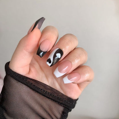 simple black and white nails