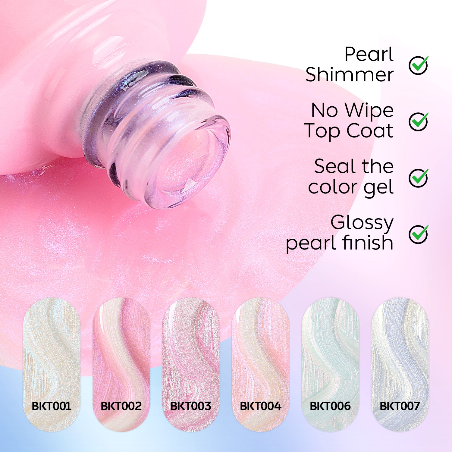 AIMEILI Pearl Glitter Top Coat Gel Polish Set