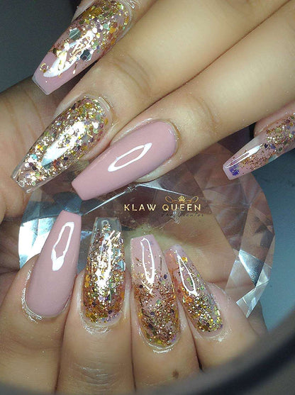 pink rose gold ombre nails