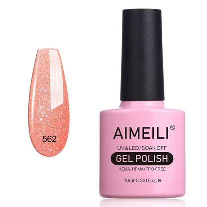 Orange glitter nail gel polish