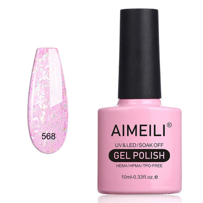 Clear Pink Glitter Nail Polish 