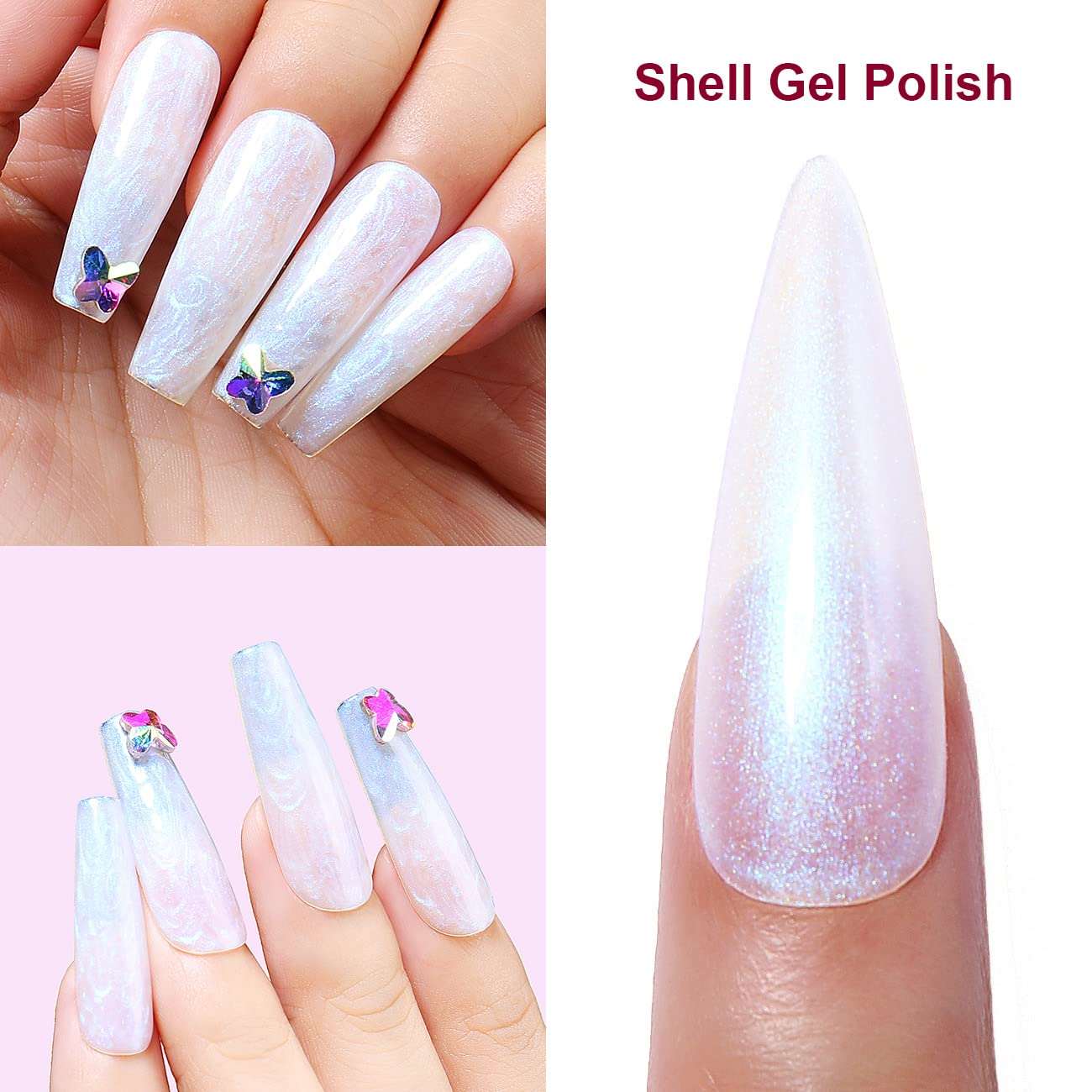 Amazon.com: Ombre French Almond Shaped Fake Nail False Nails With Designs  Shaped False Nails Chrome Metallic Nails Art 24 Tips : Beauty & Personal  Care