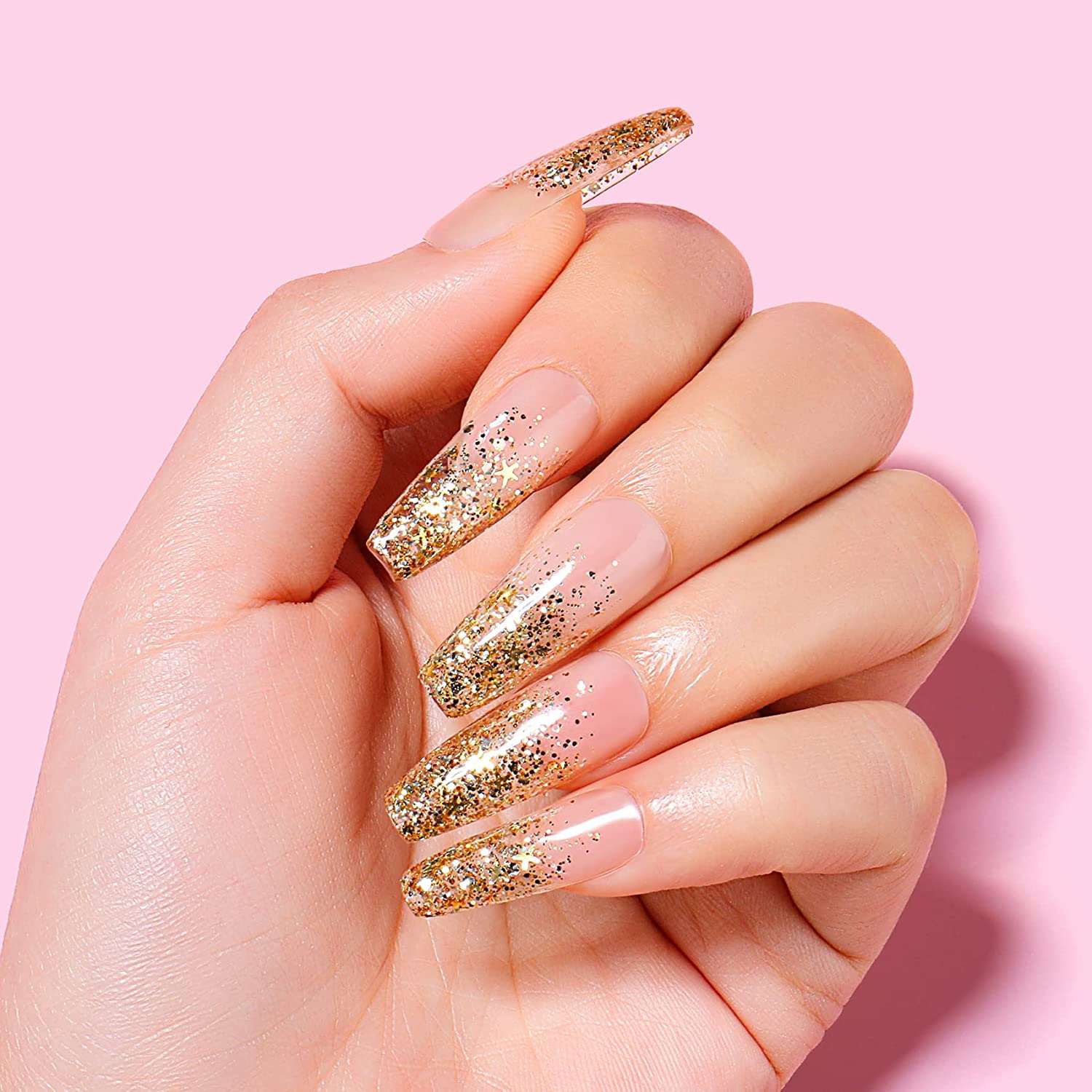 glitter gold nails