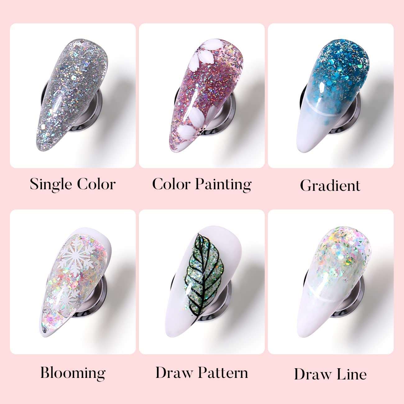 Chunky Nail Art Ombre Glitter Pack 6 Shimmering Powder Eyeshadow