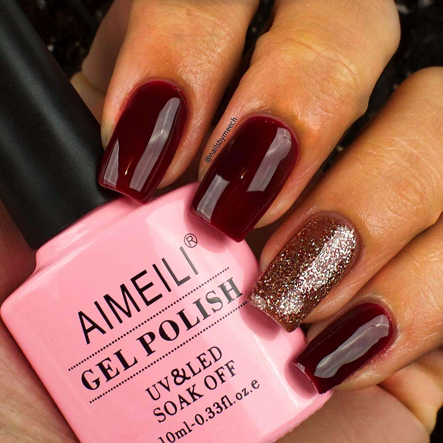 dark red french tip nails