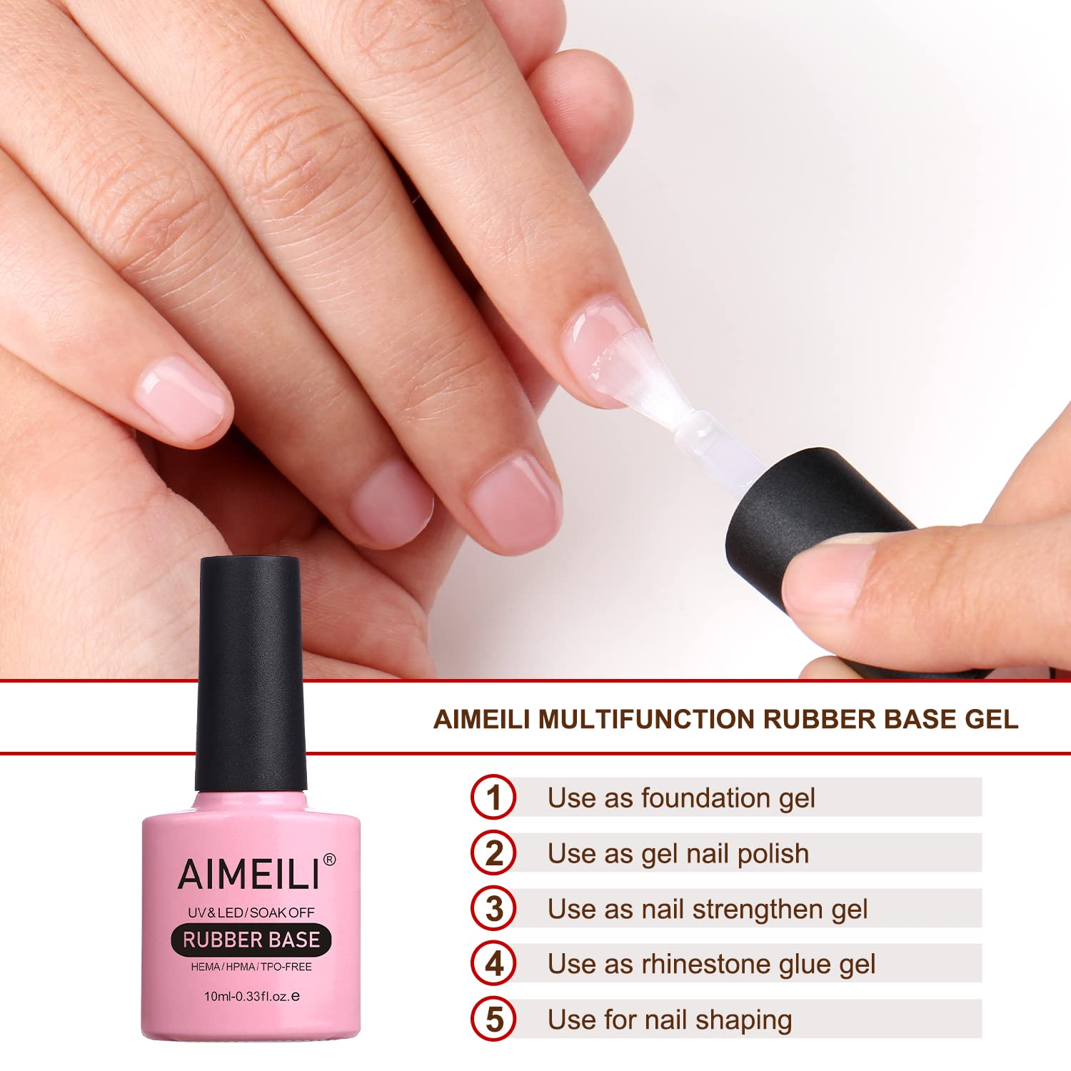 Rubber Base Gel in Bottle Clear 19 Colors HEMA, HPMA & TPO Free Uv/led 15ml  Soak off Clear Non-yellowing Gel Nails 