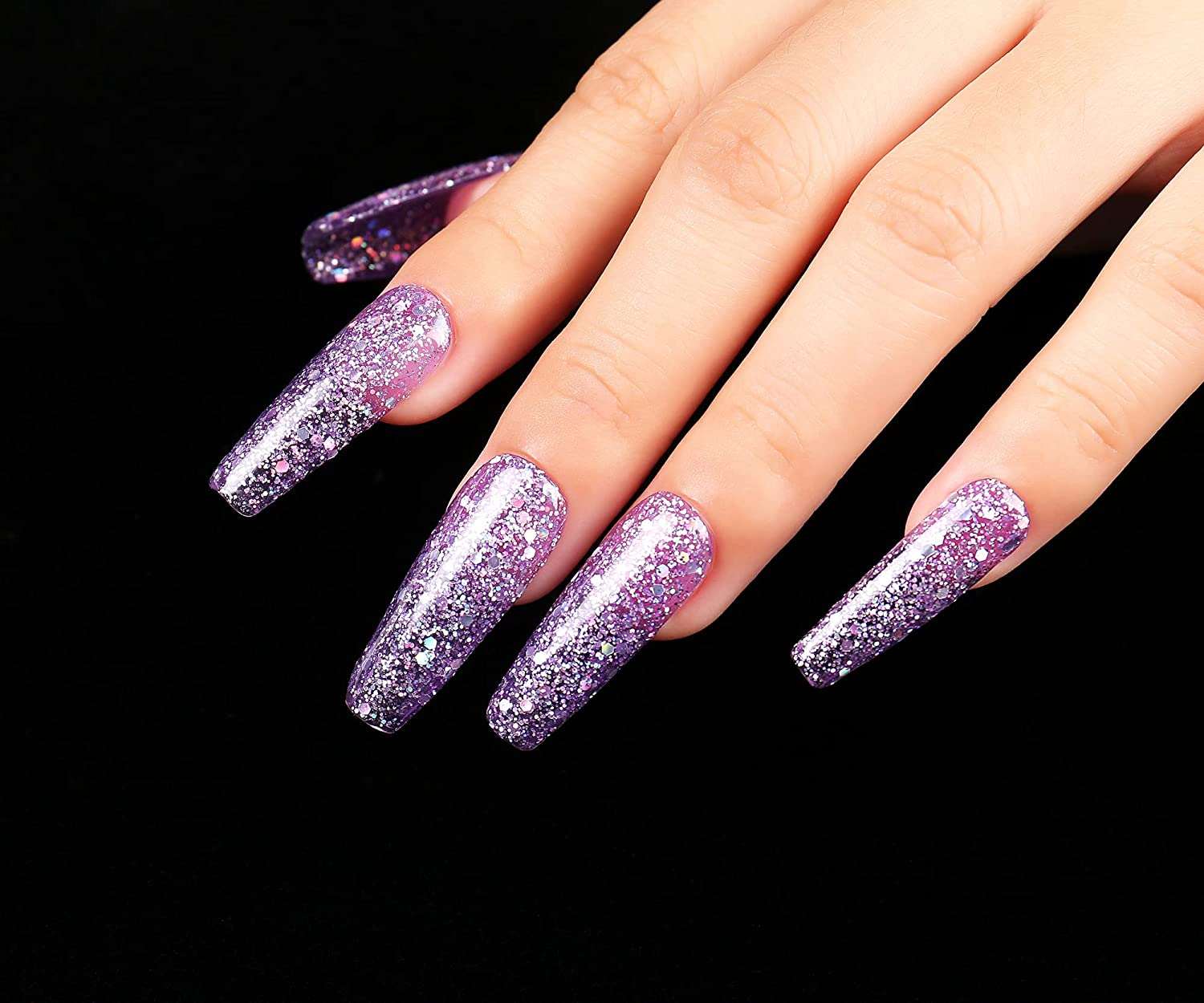 light purple nails with glitter
